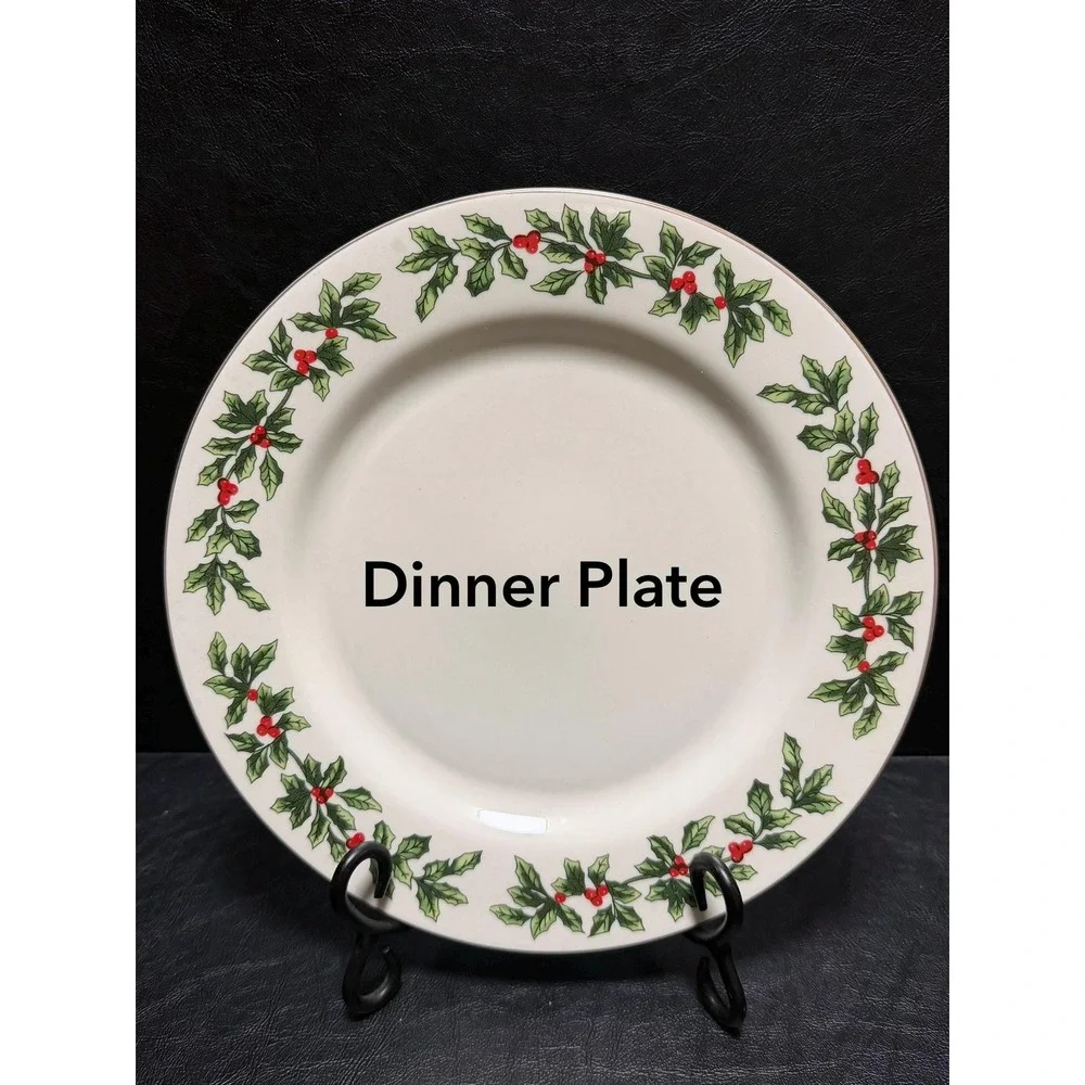 VTG-Set of 20 Formalities by Baum Bros Holly Dinner Plates–Christmas Dinnerware